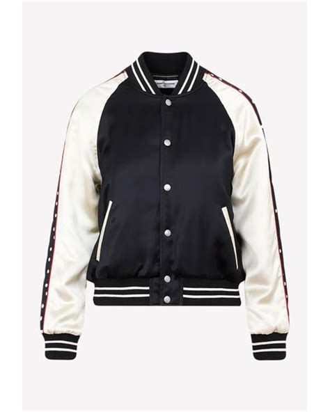 ysl silk bomber jacket|saint laurent varsity jacket.